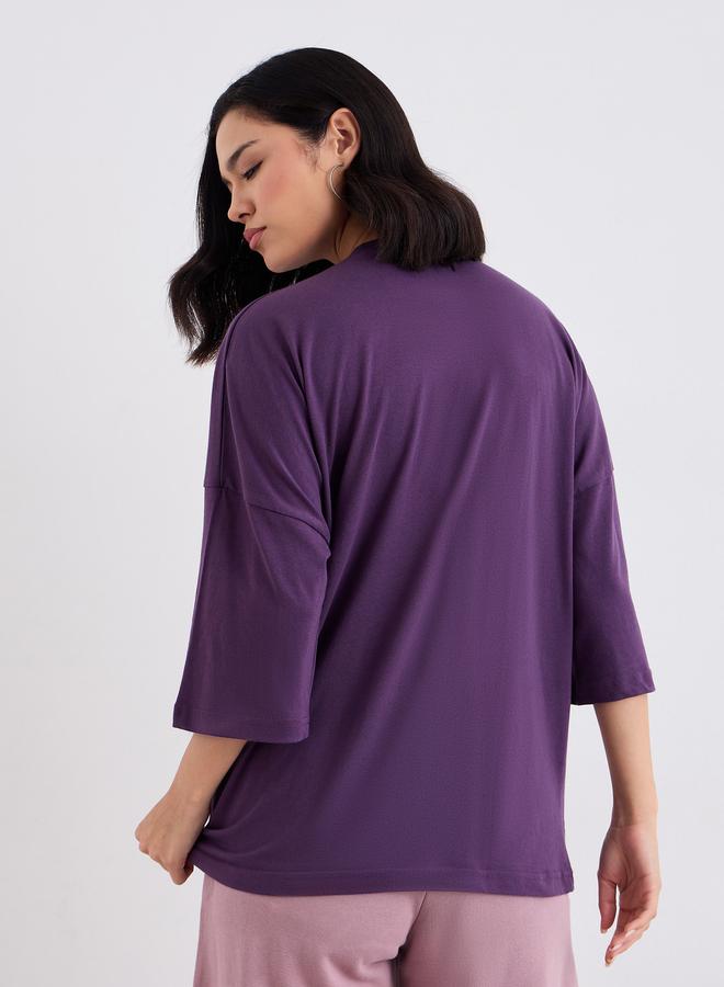 ستايلي تيشيرت فضفاض بطبعة كتابة - Image 4